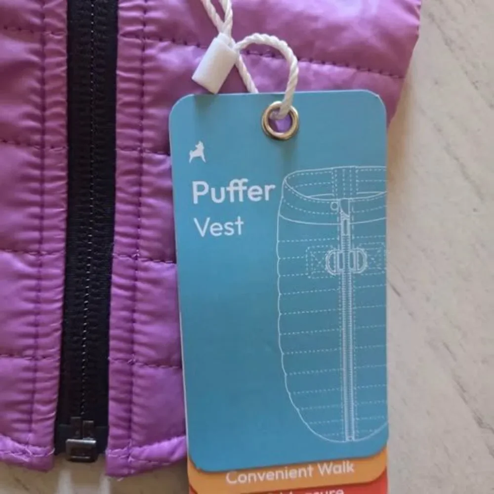 Gooby Puffer Vest Dog Jacket - Purple, X-Small